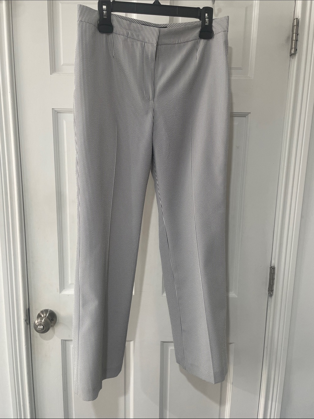 Tailored Straight-Leg Pinstripe Pants - Gray